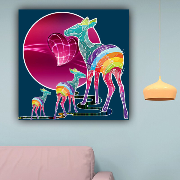Custom design abstract colorful deer photo picture print original product canvas wall art painting
