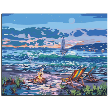 Пейзаж DIY живопись по номерам без рамки морской пляж маслом ручная роспись на холсте украшения дома картины художественная картина
