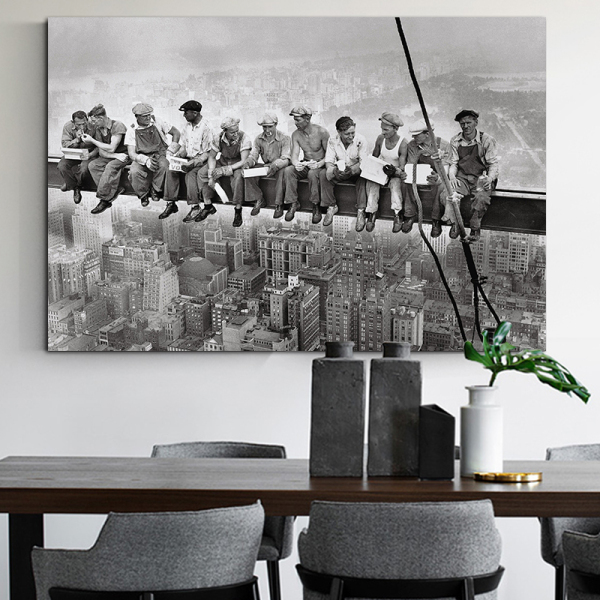 Favorable price unique design the construct workers canvas printing art, customized digital photography print canvas painting