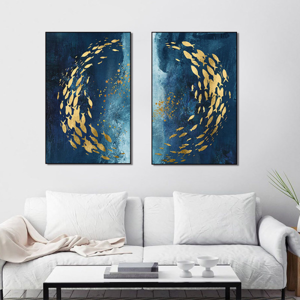 Modern Frameless Deep Sea Fish Printing wall art home decoration 2 living room picture painting