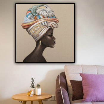 Wholesale Factory Beautiful Black Woman Diy Portrait Oil Painting Wall Art For Home Decor 80X80cm