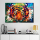Colorful  Tiger  Painted Canvas Painting Posters and Prints Abstract Animals Wall Art Pictures for Living Room Decor Unframed