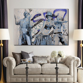 Lienzo abstracto hecho a mano, arte de retrato, cuchillo de retrato moderno, pintura al óleo enmarcada, pared para sala de estar, decoración de pared del hogar