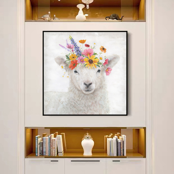 High Skills Artist Handmade Abstract Oil Painting on Canvas Modern Art Color Sheeps with flowers Painting for Wall Pictures