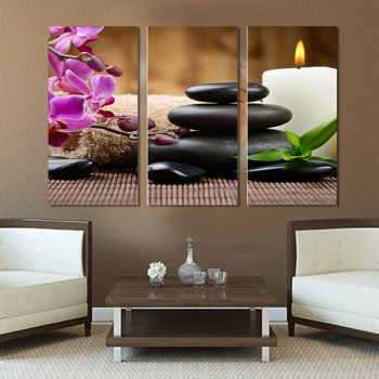 Pintura al óleo moderna de la decoración del hogar del arte de la pared interior sin marco 3 de la flor del zen