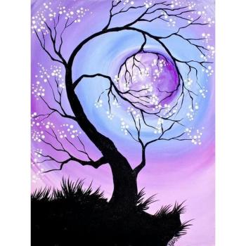 Custom Canvas Wall Art 5D Diy Crystal Homfun Diamond Painting Set Moon Tree Diamond Paint по номеру для Amazon