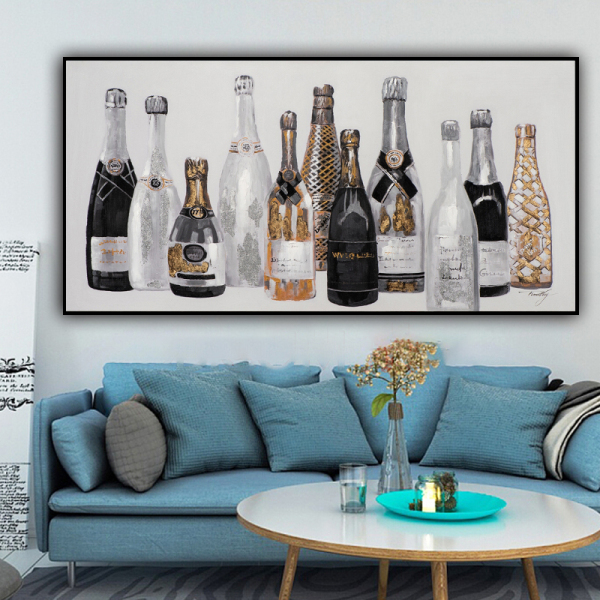 Handmade Paintings On Canvas Wall Decoration Living Room Home bottles Hand Painted Abstract Canvas Painting UnFramed