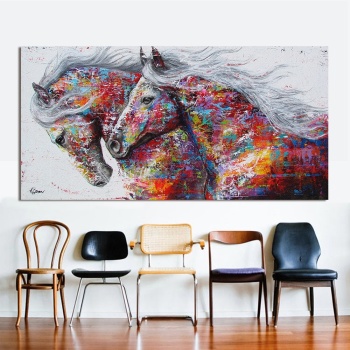 Canvas Painting Two Running Horse Wall Art Painting Canvas Poster Prints Wall Pictures Living Room Home Decor