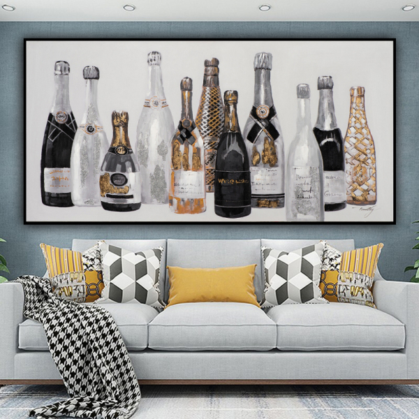 Handmade Paintings On Canvas Wall Decoration Living Room Home bottles Hand Painted Abstract Canvas Painting UnFramed