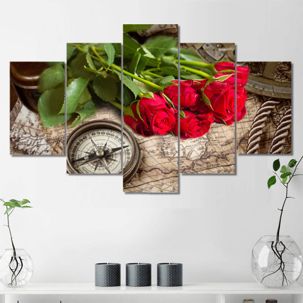 5 Piece Prints Flower Rose Picture Wall Art oil paintings Canvas Painting