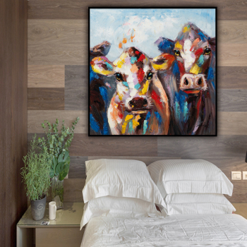 Handmade big cow head animal oil painting hand painted canvas painting ready to hang