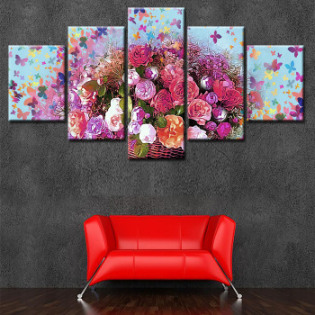 5 piezas de lienzos de pintura de flores hermosas arte de pared Anime decoración del hogar paneles póster cuadros modulares para sala de estar