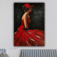 Handmade  Texture Oil Painting A woman in a red evening dress Abstract Art Wall Pictures  Decoration