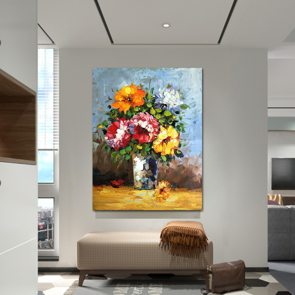 oil painting flowers in vases wall art decor hotel picture home decoration accessories modern abstract canvas art