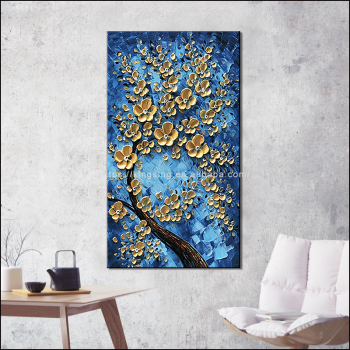 New arrival vertical version of handmade oil painting metal flower theme custom handmade oil wall painting