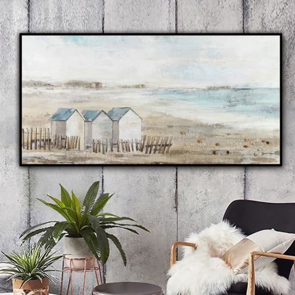 Home Decor Hand Made oil painting Rural scenery, the house of hometown Decorative painting