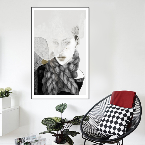 New Design Black Hair Sexy Women HD poster Canvas Oil Painting Modern Wall Art Painting For Living Room Decor