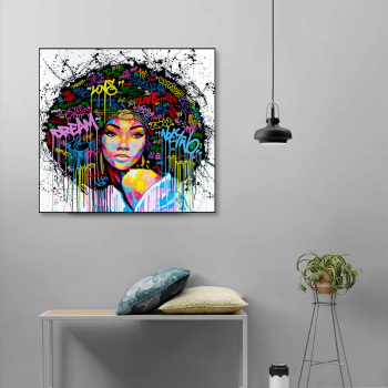 Best short lint canvas print painting, printed canvas art painting, fashional black lady printed canvas painting