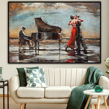Handmade Texture Oil Painting A group of dancers dancing with the piano Abstract Art Wall Pictures for Home Office Decoration