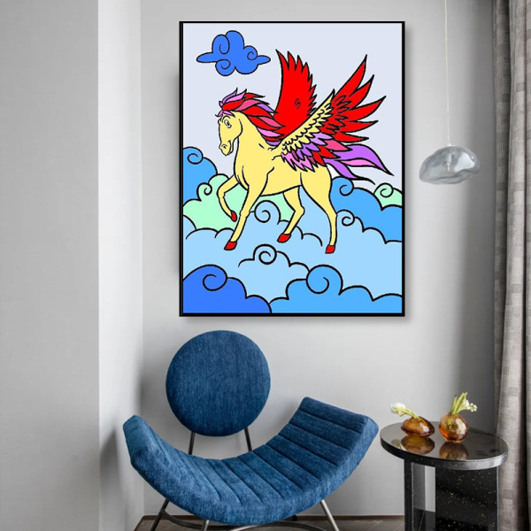 Cardboard package edge Multi color Board fly horse Animal 5d diamond painting