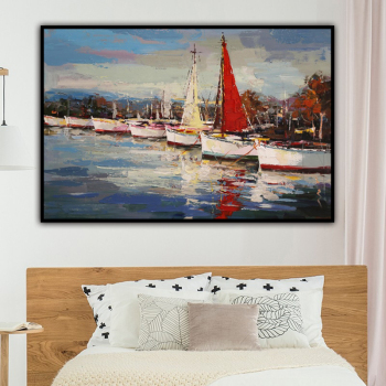 100% fait à la main Texture peinture à l'huile voiliers abondent Art abstrait mur photos pour salon maison bureau décoration
