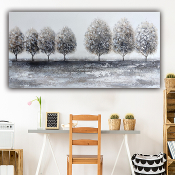 Abstract heavy oil grey trees handmade art painting, kids and adults home decor wall decor painting