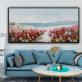 Home Decor Hand Made oil painting The scenery of flowers and birds by the sea, Decorative painting of trees