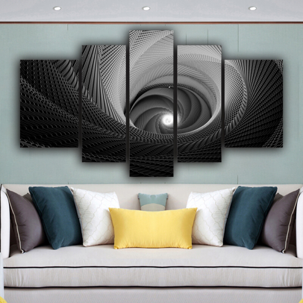 Custom picture black color art oil painting abstract print five piece oil painting modern wall decoration painting