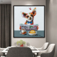 Hot selling 100% handmade modern colorful animal abstract POP art dog read newspapers oil painting on canvas for home decor