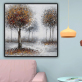 handmade oil painting A deciduous forest  Thick texture home decor  Wall Decoration