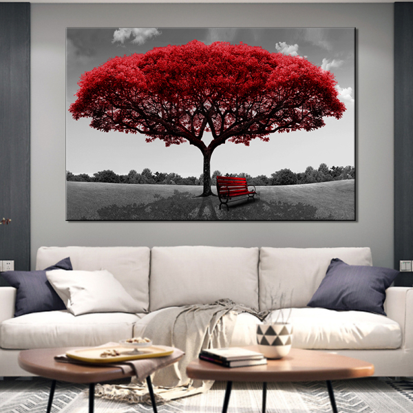 High Quality Painting Canvas Wall Art Modern Landscape Tree Canvas Print Picture For Hotel Decor Picture