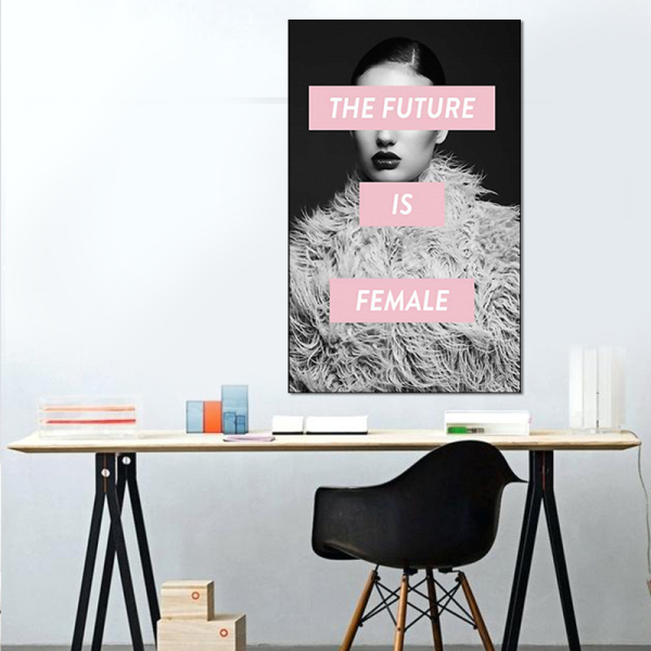 Custom Personal Single Panel Big Size The Future is Female Women Poster Painting Modern Home Decor Canvas Oil Painting