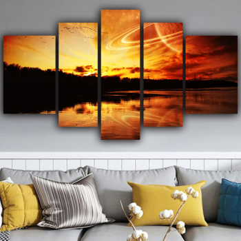 Modern Canvas 5 Panel Hot Scenery in the setting sun Broad mood Wall Art Poster HD Print Painting Pictures