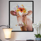 High Quality Animal Art Handmade Cow Head with flowers home Oil Painting on Canvas