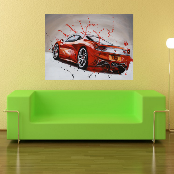 Custom Red Car Canvas Art Handpainted artwork Wall Art Picture Handmade Oil Painting
