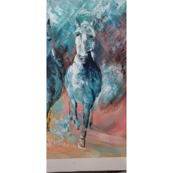 Pinturas al óleo abstractas de la lona del arte de la pared de la lona de la pintura del caballo del funcionamiento del 100% para la decoración casera