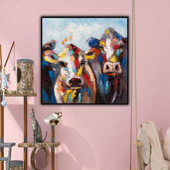 Handmade big cow head animal oil painting hand painted canvas painting ready to hang