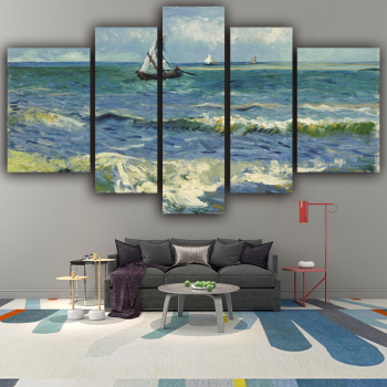 Canvas 5 Panel Hot Scenery Sailing on the waves sea Wall Art Poster HD Print Painting Pictures