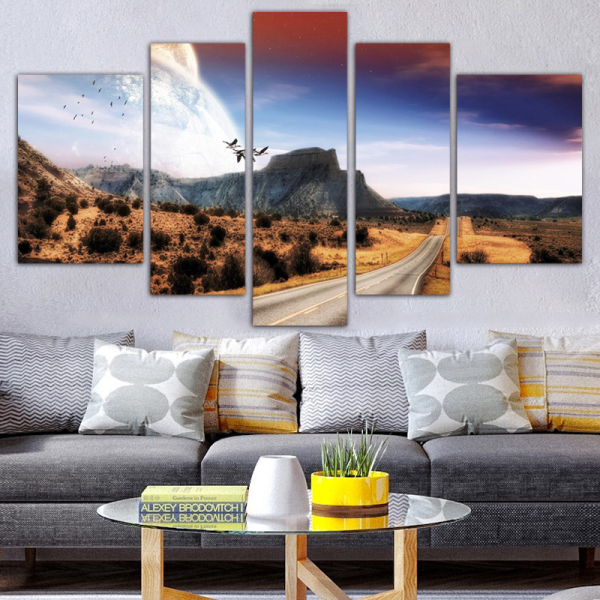 Decoration Wall Art Craft Landscape Prints Home Modern Paintings 5 Piece Oil Decorative Highway Canvas Painting