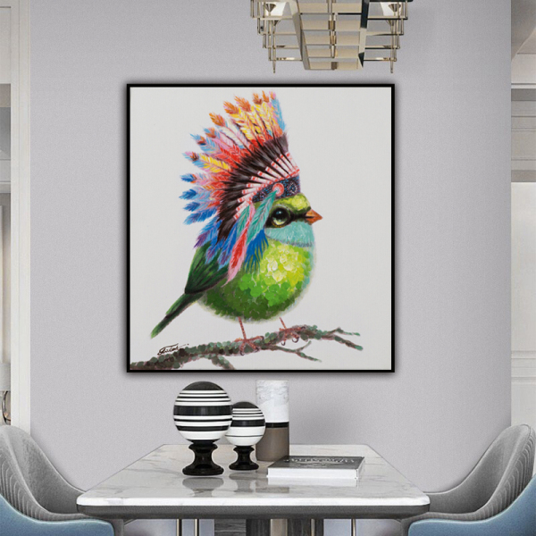 Wholesale 100% handmade oil painting Animal Bird woodpecker Print Wall Art Decoration