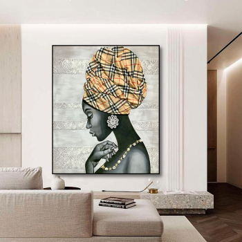 Home decoration hotel abstract black woman portrait painting unframed, handpainted acrylic color art oil painting
