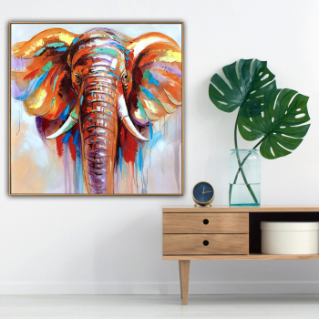 Venta al por mayor, arte hecho a mano, elefante, pintura al óleo animal, pintura decorativa moderna para pared, pintura artística