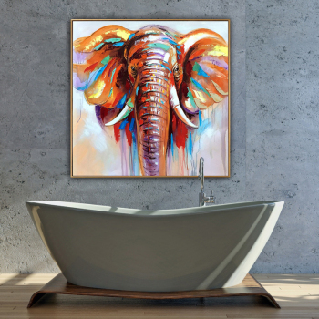 Peinture à l'huile animale d'éléphant d'art fait main en gros peinture murale décorative moderne peinture d'art