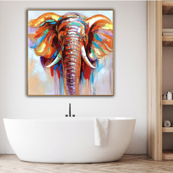 Venta al por mayor, arte hecho a mano, elefante, pintura al óleo animal, pintura decorativa moderna para pared, pintura artística