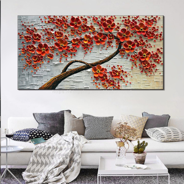 MYT 3D Knife Thick Flower Tree Oil Painting On Canvas Abstract Picture