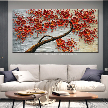 MYT 3D Knife Thick Flower Tree Oil Painting On Canvas Abstract Picture