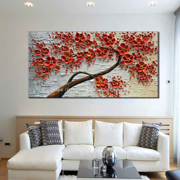 MYT 3D Knife Thick Flower Tree Oil Painting On Canvas Abstract Picture