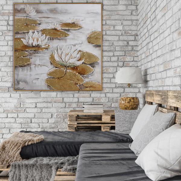 Factory price modern abstract oil canvas handmade flower painting wall art for living room
