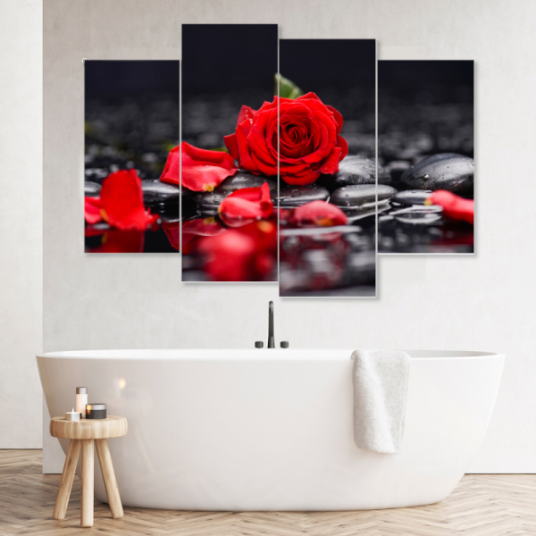 4 Piece Prints Flower Rose Picture Wall Art oil paintings Canvas Painting
