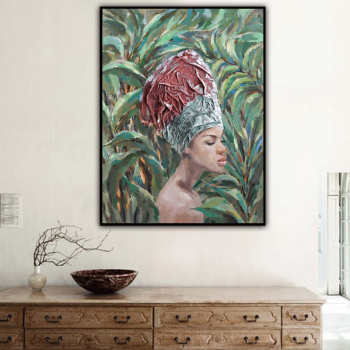 Pintura al óleo de mujer desnuda africana negra contempladora sobre lienzo, carteles e impresiones, imagen artística de pared escandinava para sala de estar